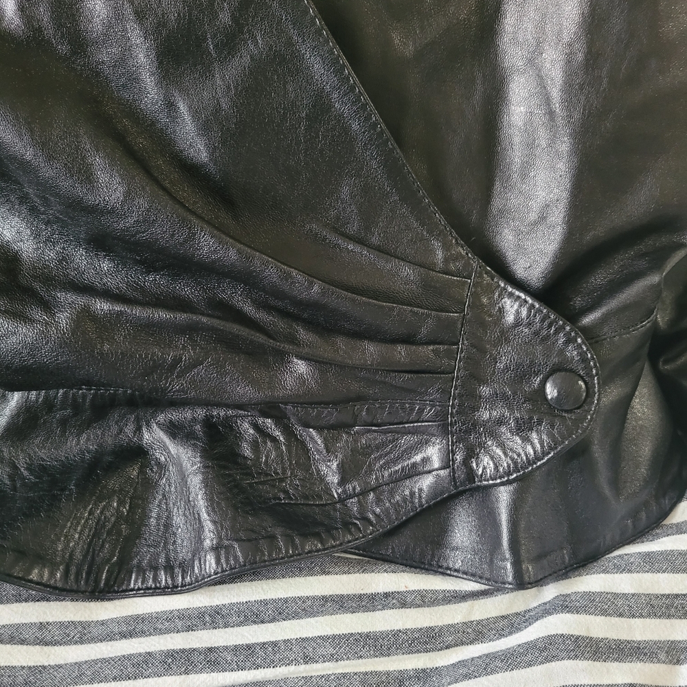 Pierrot Le Loup Paris Vintage Leather Jacket Designer Y2K Front Wrap Rouge sz M - Picture 8 of 16